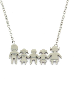  Womens necklace family steel colour silver