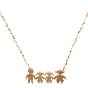 Womens necklace family steel colour Rose-gold